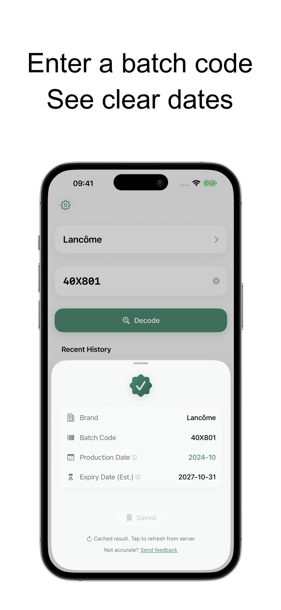 Lot Date query result screen